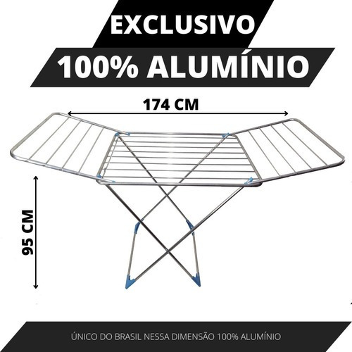 Varal De Chao Com Abas Gigante Resistente Aluminio Puro
