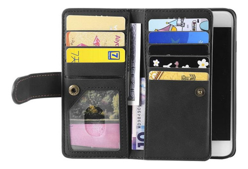 Capa De Couro Preta Com Zíper Para iPhone 16e, À Prova De Ch