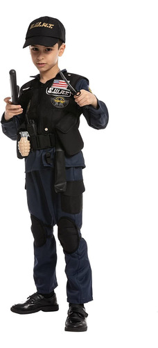 Disfraz De Policía Swat Para Niños Cosplay De Hallowe...