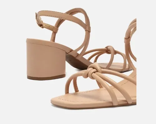 Sand lia Nude Salto Bloco Baixo Couro Arezzo Original Frete gr tis
