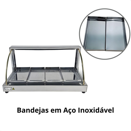 Estufa Vidro Curvo 4 Bandejas Inox Com Selo Do Inmetro 127v