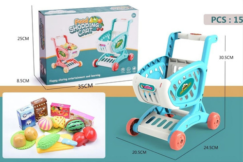Cc Carrito De Compras Supermercado De Juguete Con 17 Frutas