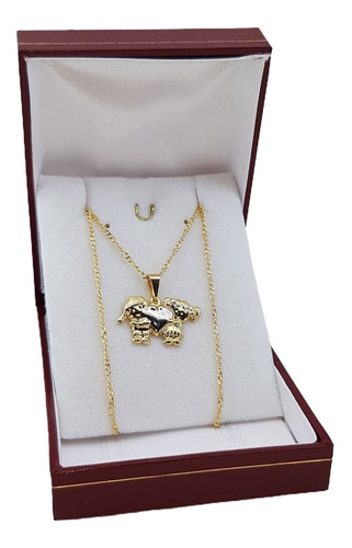 Cadena Con Dije Hijos Nena Nene Abrazados Ench Oro 18 Kt