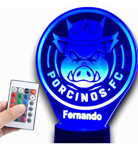 Lampara Led Porcinos Ibai Kings League Nombre Personalizad0 Negro