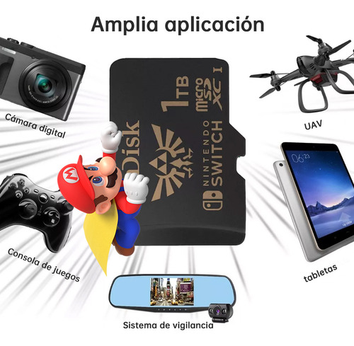 Memoria Micro Sd De 1 Tb Para Nintendo Switch 4k 100 Mb/s Adaptador Usb Incluido
