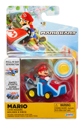 Mario Kart Bros Vehiculo Pull Back Moneda Original 5cm 40462