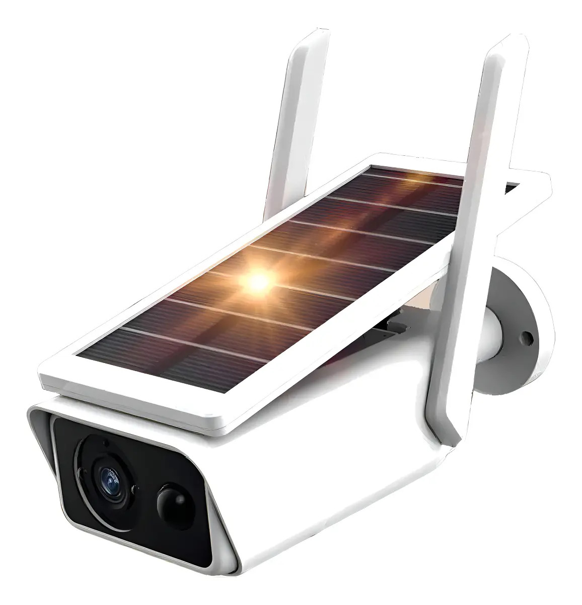 Câmera Segurança Wifi Ip66 Energia Solar Full Hd Cor Branco