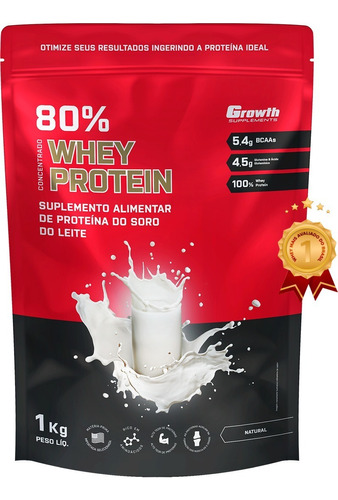 Whey Protein Concentrado 80% - Growth Supplements Sabor Chocolate Milkshake