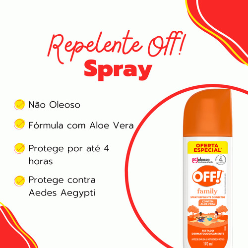 Repelente De Insetos Off Family Spray Proteção 4 Horas 170ml