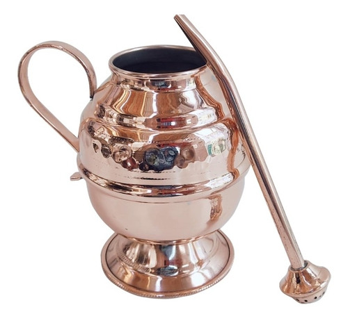 Imagen 1 de 6 de Mate De Cobre 99.99%+ Bombilla De Cobre Artesanía Chilena