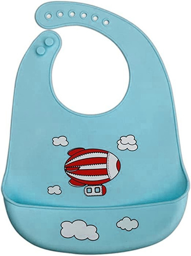 Imagen 1 de 5 de Babero En Silicona Impermeable Con Bolsillo Fácil Limpieza