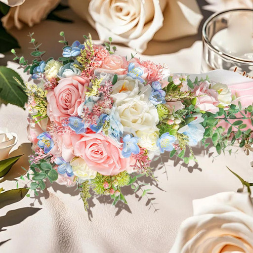Bouquet De Boda Para Novia Cascada Floral Rosa Flores