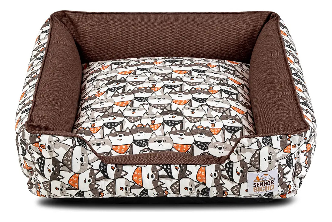 Caminha Pet Impermeável Caminha De Cachorro Com Zíper 53x53 Cor Chocolate Desenho Estampado