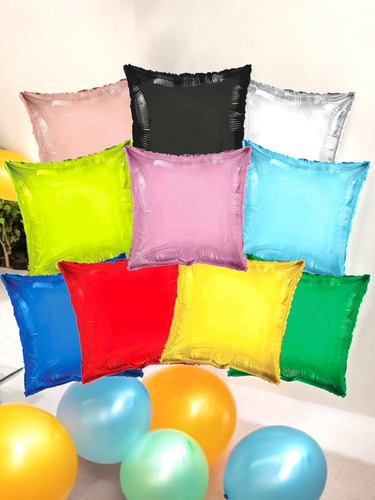 Globos Cuadrados Metálicos 18 Pulgadas Varios Colores 10 Pz