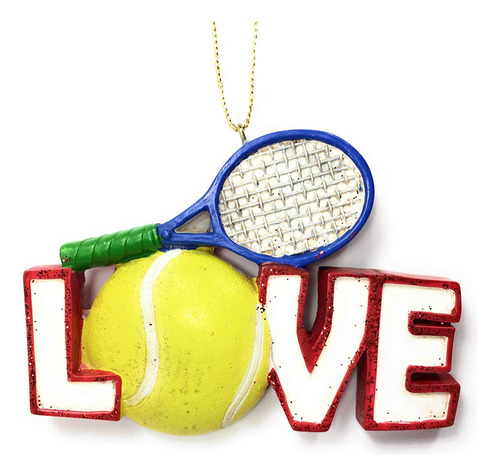 Love C6684 - Bola De Tenis Y Raqueta Para Arbol De Navidad,