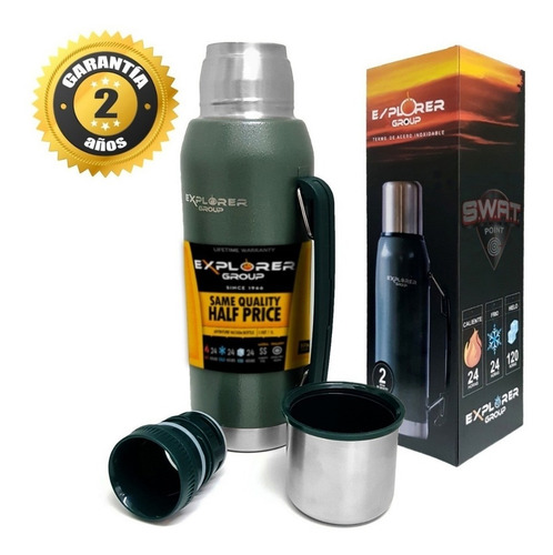 Termo Acero Inoxidable Explorer 1 Litro Manija 24hs Garantia