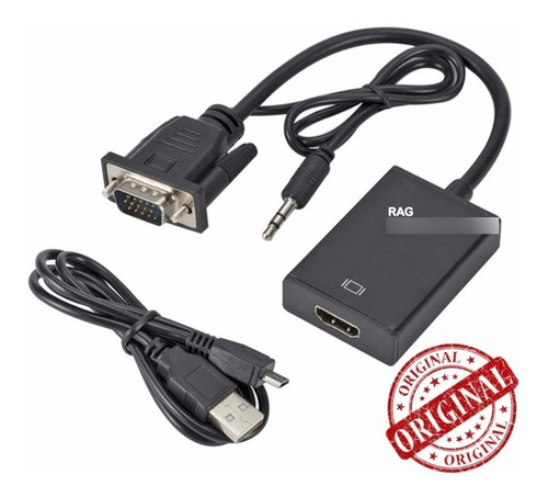Imagen 1 de 7 de Original Cable Adaptador De Vga Macho A Hdmi Ver Actualizad