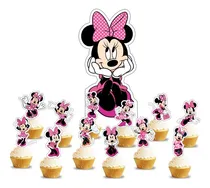 Comprar Topper Cupcake Adorno Pinchos Muffins X12 Minnie Rosa