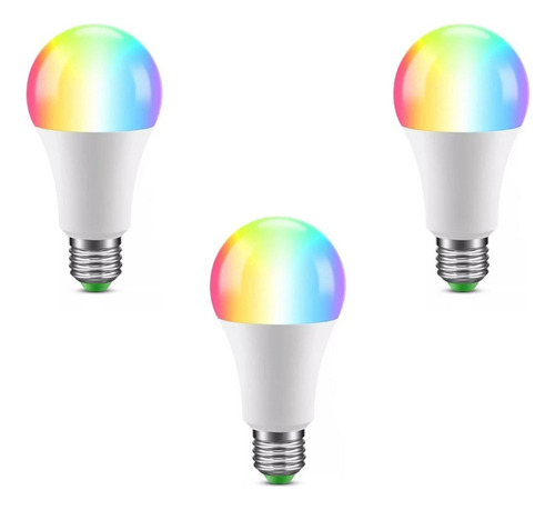 Pack X3 Lámpara Led Smart Life E27 9w Wifi Rgb Celular App