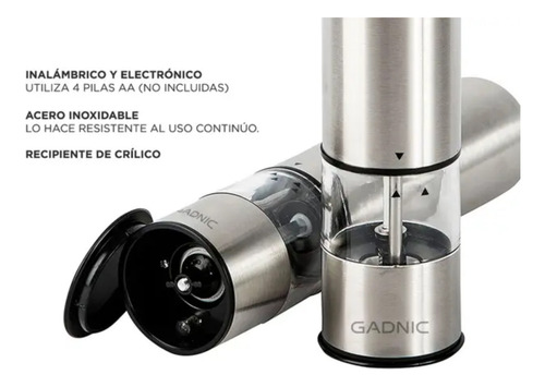 Molinillo Pimentero Electrico Gadnic Pimienta Pilas Premium