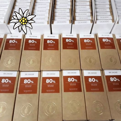 Chocolate 80% Cacao Artesanal Con Xilitol Dr. Cacao 50 Gr.
