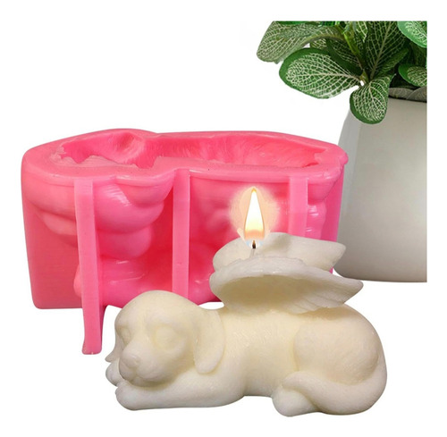 Molde De Silicon, Perro Con Alas Rosa