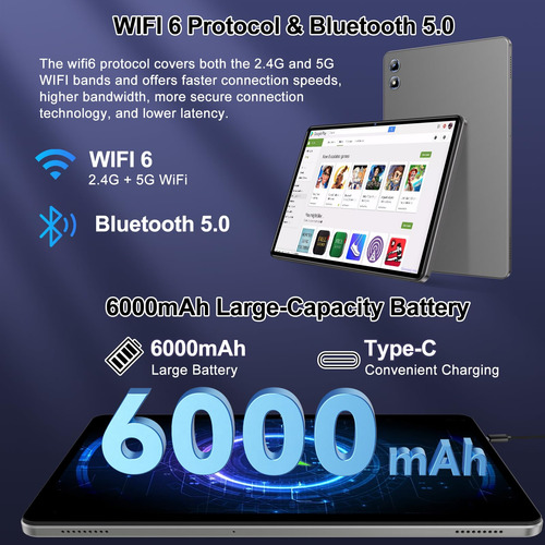 Tablet Juedur 2025 Android 14 10.1 Pulgadas, 20 Gb De Ram, 1