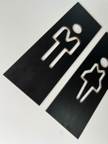 Carteles De Baño Hombre Mujer Identificación Sanitarios Mdf Identificacion Baños Wit