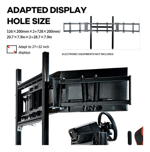 Anman Racing Simulator Cockpit Stand With Triple Monitor Mou