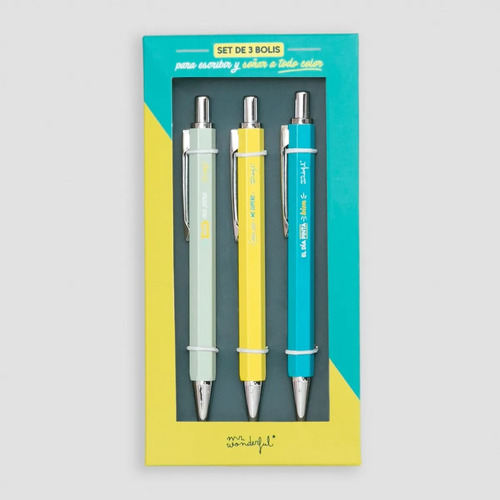 Set De 3 Bolígrafos Para Escribir Y Soñar A Todo Color