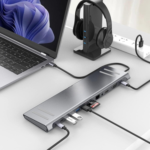 Hub Usb-c 14 En 1 Con Hdmi, Displayport Y Ethernet
