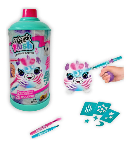 Pelucia Surpresa Para Pintar Mini Airbrush Plush Fun F01216