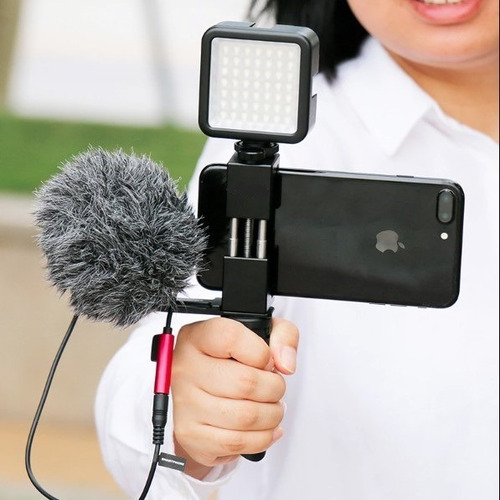 Soporte Adaptador iPhone Trípode Microfono Led Zapata 1/4