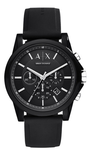 Relógio de pulso AX AX1326B1 P1PX com corpo preto, para masculino, fundo  preto, com correia de borracha cor