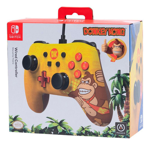 Mando Power A Con Cable Para Switch Donkey Kong Edicion Color Amarillo