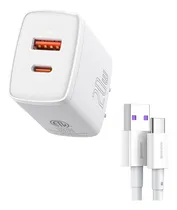 Comprar Combo Cargador Baseus 20w Usb+ Usb C Y Cable Usb A Tipo C 1m Color Blanco