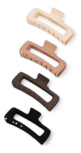 Jgo De 4 Pinzas Cuadradas Grandes Para El Cabello