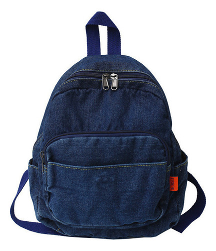 Mochila De Mezclilla Para Viajes Escolares, Bolsos De Hombro Color Azul Marino