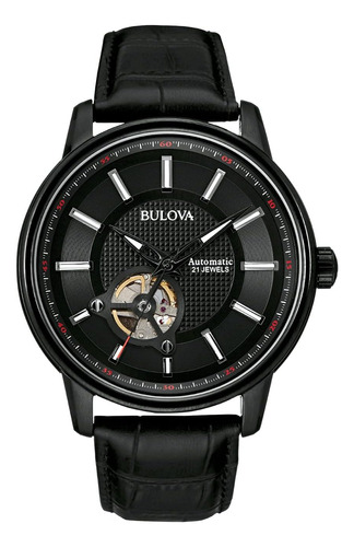 Reloj Automático De Cuero Para Hombre Bulova, 21 Joyas, Func