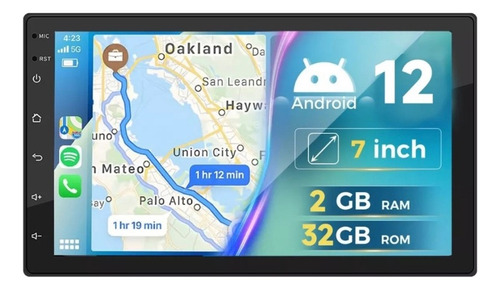 Autoestéreo Android Carplay 7 Pulgadas 2 Din Universal Negro