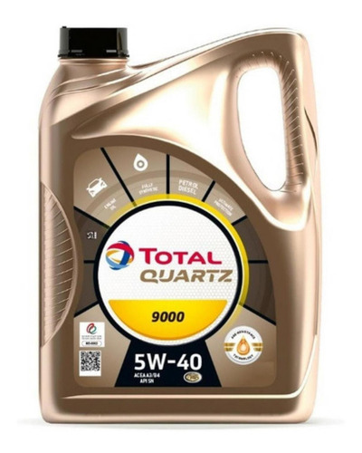 Imagen 2 de 2 de Aceite Para Motor Total Quartz 9000 5w40 X 4 Litros 100 % Sintético