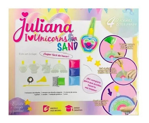 Imagen 3 de 8 de Juliana I Love Unicorns Sand Set Arena Magica Diseña Colores