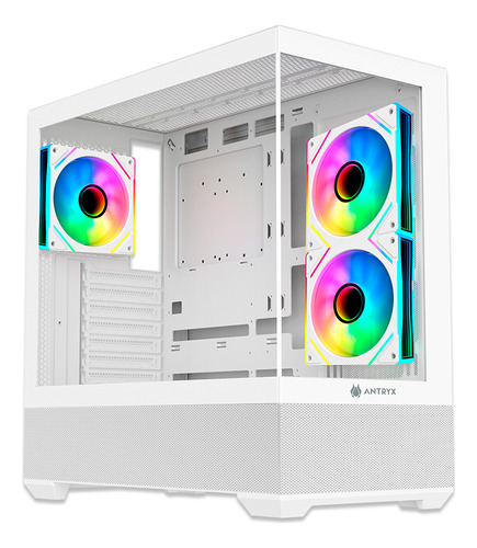 Case Mid Tower Antryx Fx 740 Argb White Color Blanco