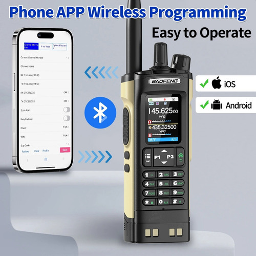 Rádio Baofeng Uv-32 Pro Gps Bluetooth 10w Usb-c (par) Bege Vhf/uhf