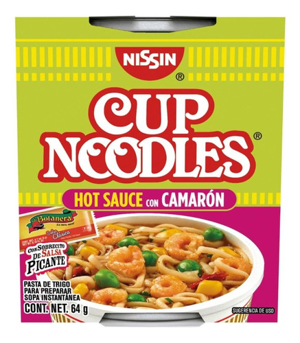 Sopa Instantánea Nissin Cup Noodles Hot Sauce Con Camarón 64