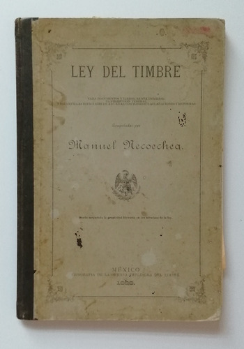 Ley Del Timbre Para Documentos Y Libros, Renta Interior, Con (Usado)