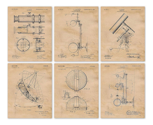 Impresiones De Patentes De Astronomía Vintage, 6 Fotos...