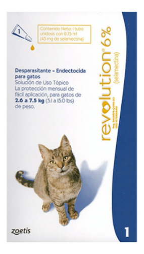 Revolution 6% H 2.6 - 7.5 Kg Pipeta Gatos Vet Juncal Blanco
