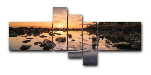 Cuadro Decorativo Canvas 5pz 120x50 Lago Atardecer