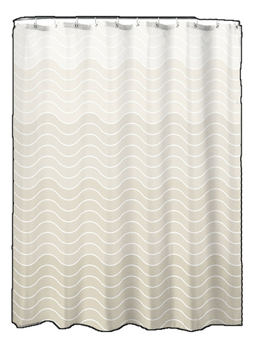 Cortina De Baño Vonne De Tela Impermeable 180x180cm Ondas Color Blanco Liso